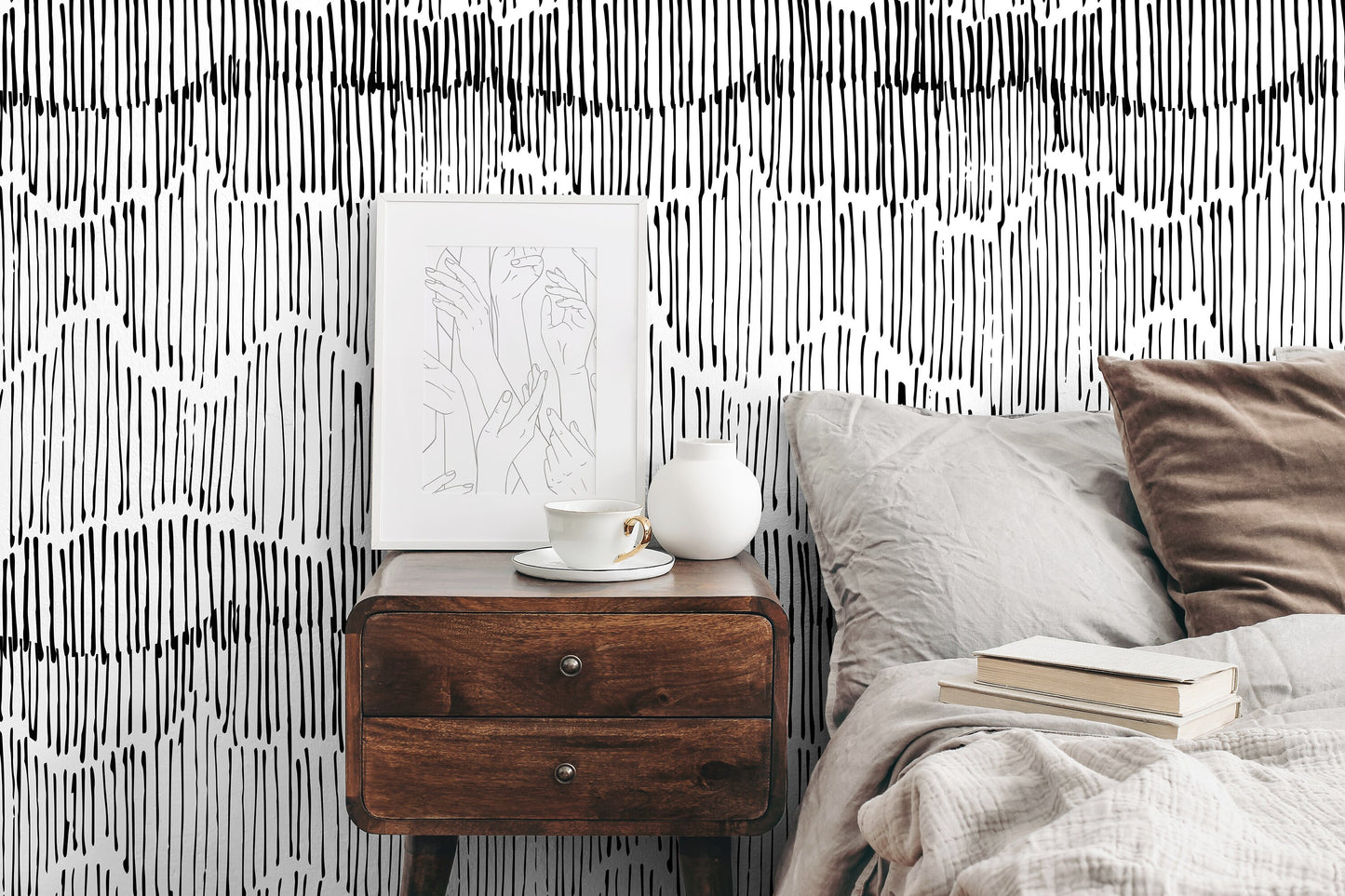 Wallpaper Peel and Stick Wallpaper Removable Wallpaper Home Decor Wall Art Wall Decor Room Decor / Abstract Black Lines - C421