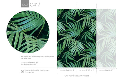 Wallpaper Peel and Stick Wallpaper Removable Wallpaper Home Decor Wall Art Wall Decor Room Decor / Tropical Green Leaves Wallpaper - C417