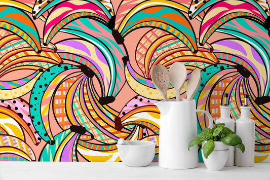 Wallpaper Removable Wallpaper Peel and Stick Wallpaper Wall Decor Home Decor Wall Art Printable Wall Art / Abstract Banana Wallpaper - C460