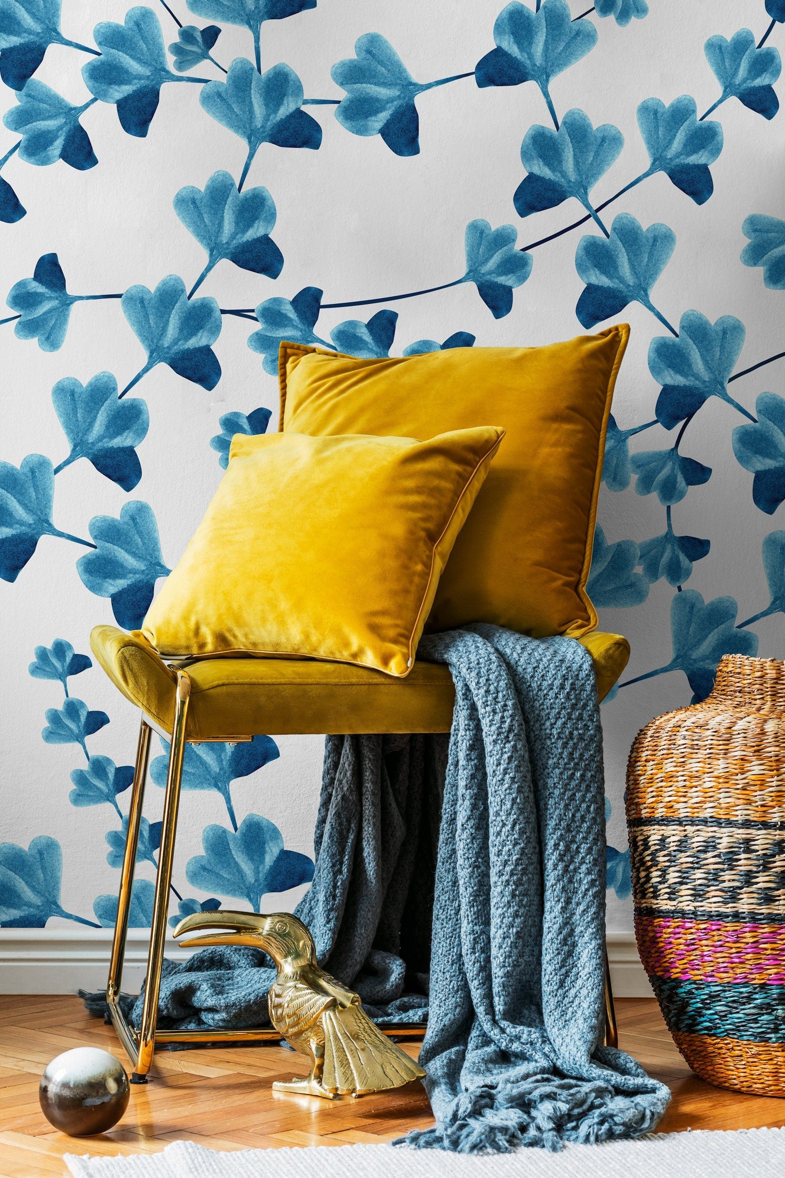 Colorful Floral Wallpaper, Peel and Stick Wallpaper, Removable Wall Decor, Fabric Wallpaper, Removable, Wall Paper Removable - X011