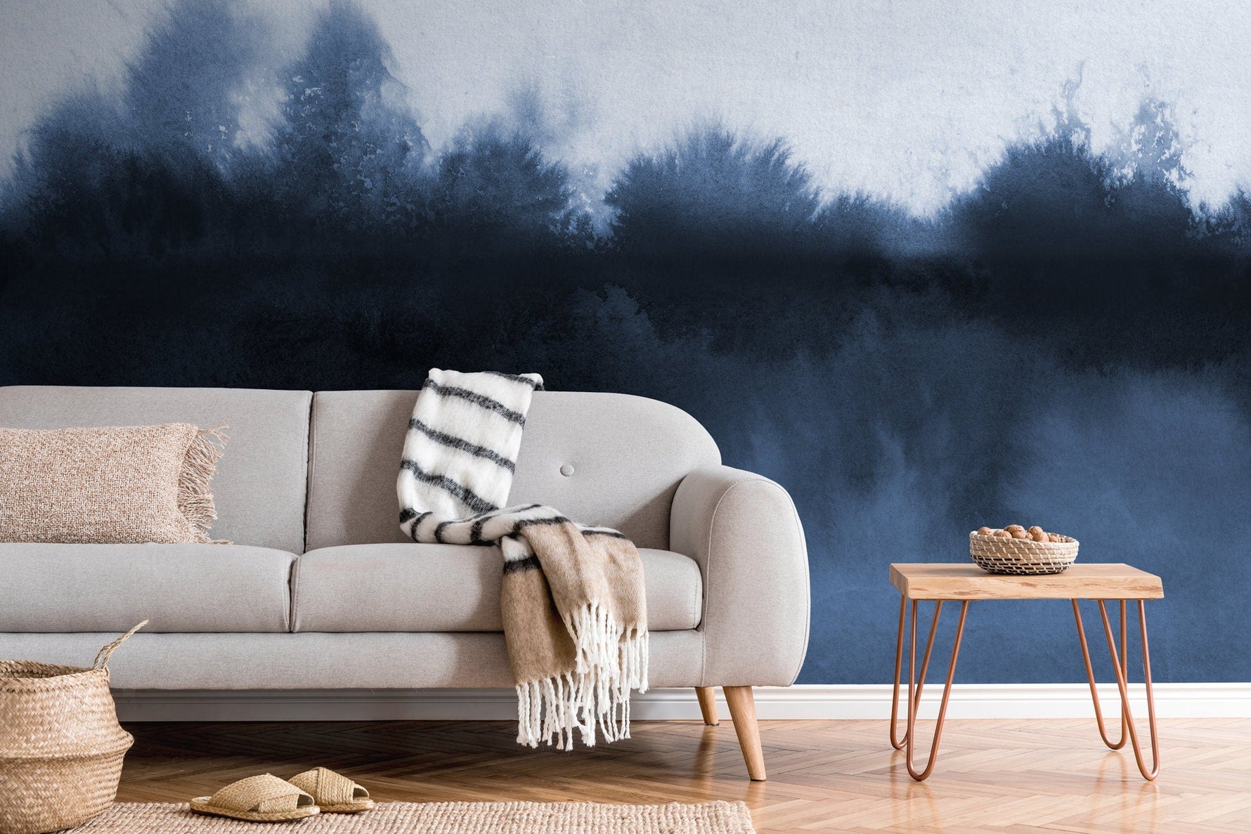 Wallpaper Peel and Stick Wallpaper Removable Wallpaper Home Decor Wall Art Wall Decor Room Decor / Watercolor Blue Wallpaper - X154