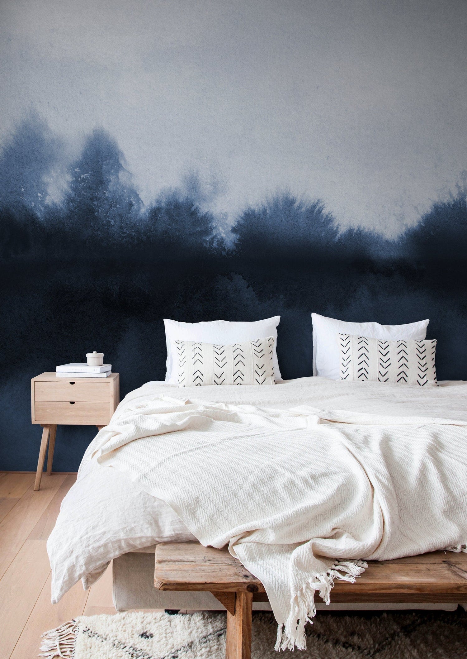 Wallpaper Peel and Stick Wallpaper Removable Wallpaper Home Decor Wall Art Wall Decor Room Decor / Watercolor Blue Wallpaper - X154
