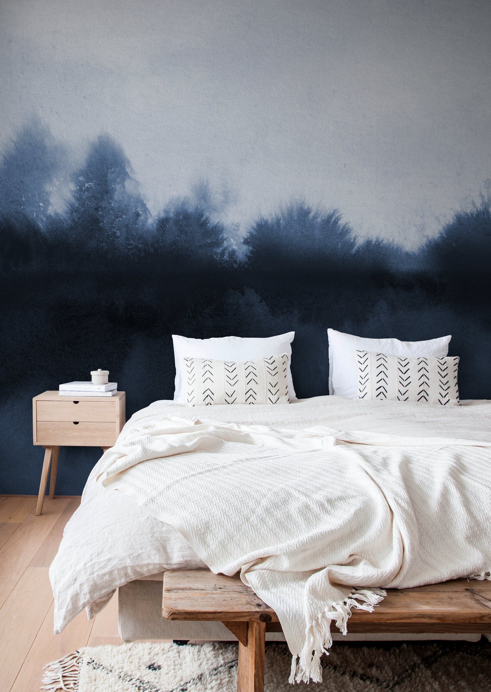 Wallpaper Peel and Stick Wallpaper Removable Wallpaper Home Decor Wall Art Wall Decor Room Decor / Watercolor Blue Wallpaper - X154
