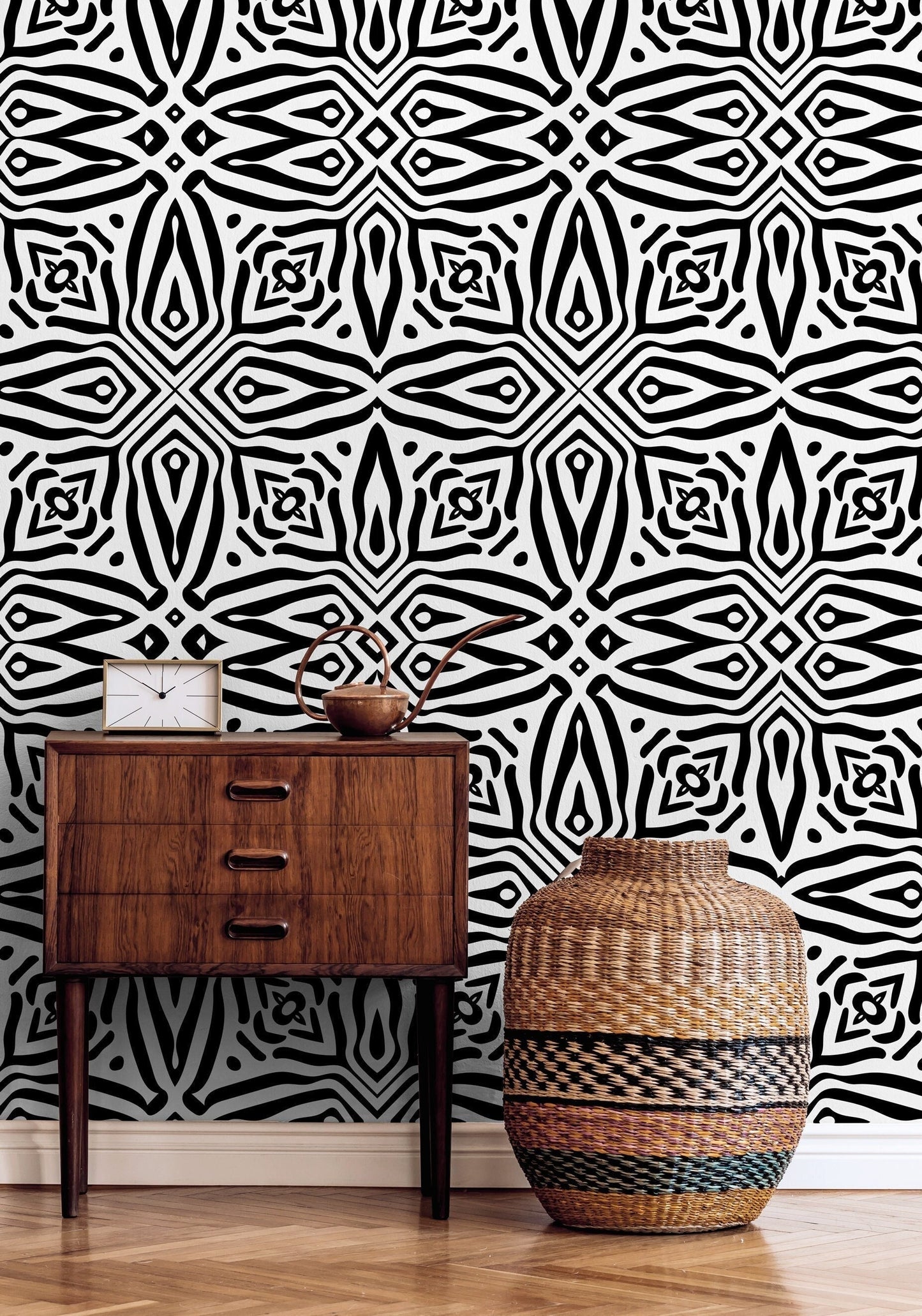 Wallpaper Peel and Stick Wallpaper Removable Wallpaper Home Decor Wall Art Wall Decor Room Decor / African Black and White Wallpaper - C392