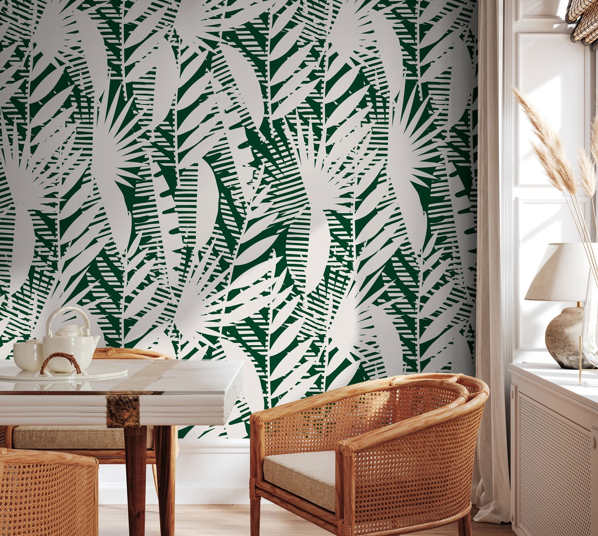Wallpaper Peel and Stick Wallpaper Removable Wallpaper Home Decor Wall Art Wall Decor Room Decor / Abstract Green Leaves Wallpaper - C401