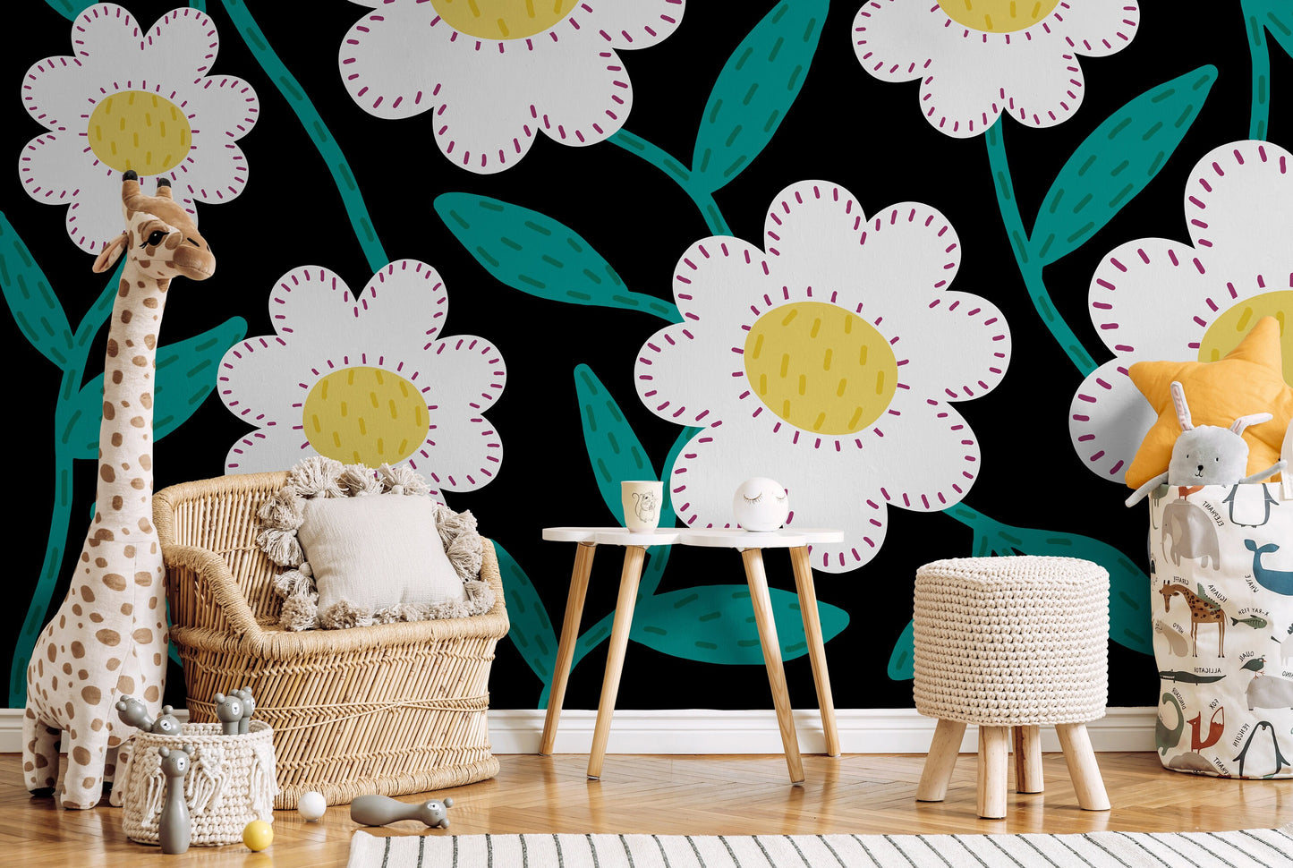 Wallpaper Peel and Stick Wallpaper Removable Wallpaper Home Decor Wall Art Wall Decor Room Decor / Daisy Floral Wallpaper - C472