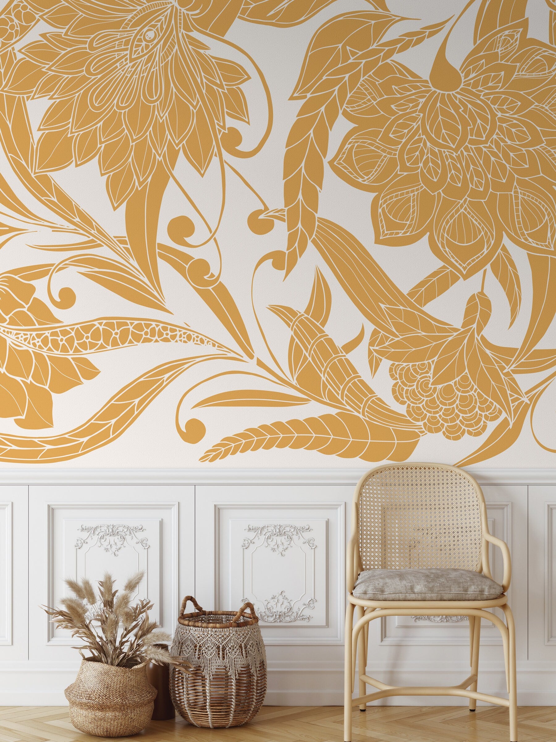 Wallpaper Peel and Stick Wallpaper Removable Wallpaper Home Decor Wall Art Wall Decor Room Decor / Floral Yellow Wallpaper - C438