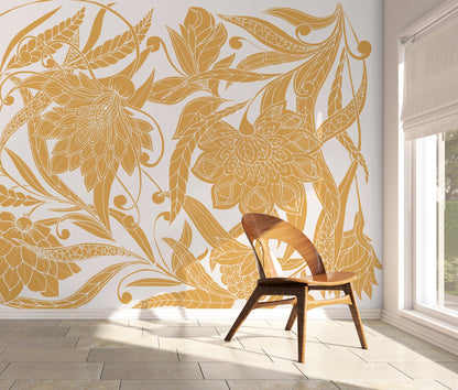 Wallpaper Peel and Stick Wallpaper Removable Wallpaper Home Decor Wall Art Wall Decor Room Decor / Floral Yellow Wallpaper - C438