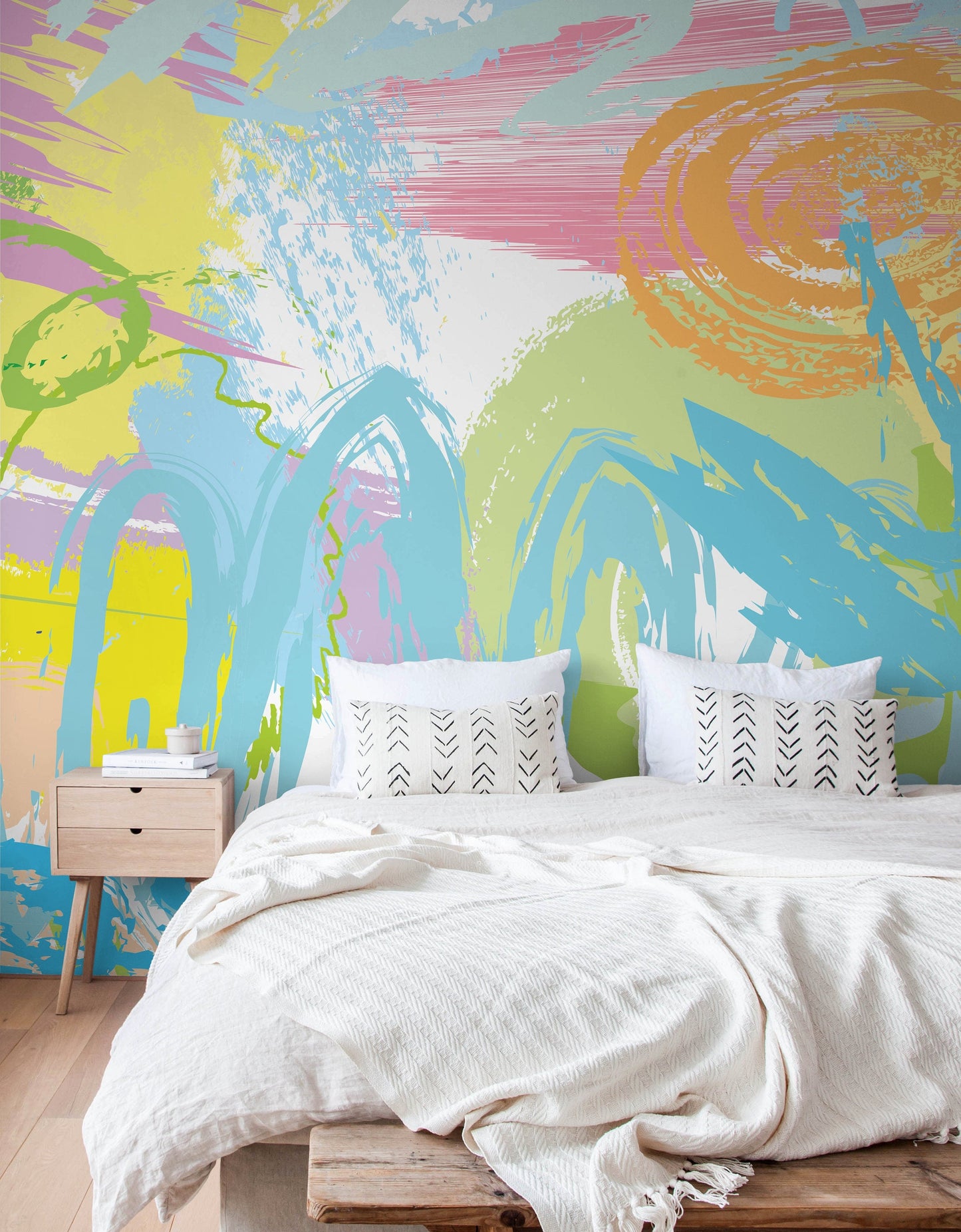 Mural Stroke Wallpaper Removable Wallpaper Home Decor Wall Art Wall Decor Room Decor / Pastel Color Abstract Wallpaper - B234