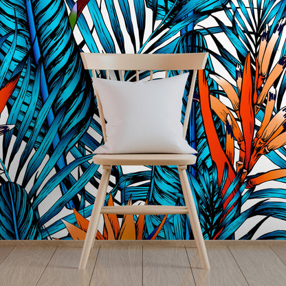 Wallpaper Peel and Stick Wallpaper Removable Wallpaper Home Decor Wall Art Wall Decor Room Decor / Colorful Tropical Leaves Wallpaper- B379