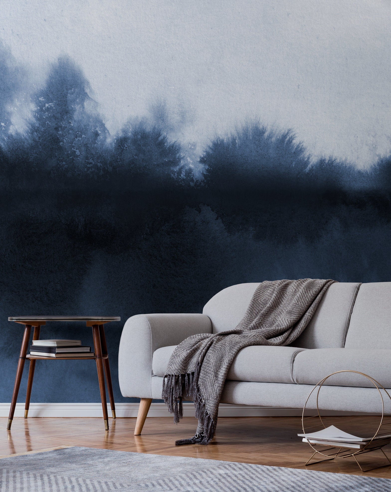 Wallpaper Peel and Stick Wallpaper Removable Wallpaper Home Decor Wall Art Wall Decor Room Decor / Watercolor Blue Wallpaper - X154