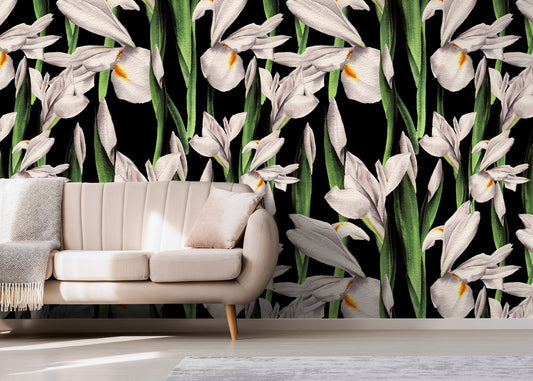 Removable Wallpaper, Wallpaper, Jungle Flowers, Leaves Wallpaper, Jungle Wallcovering - A844