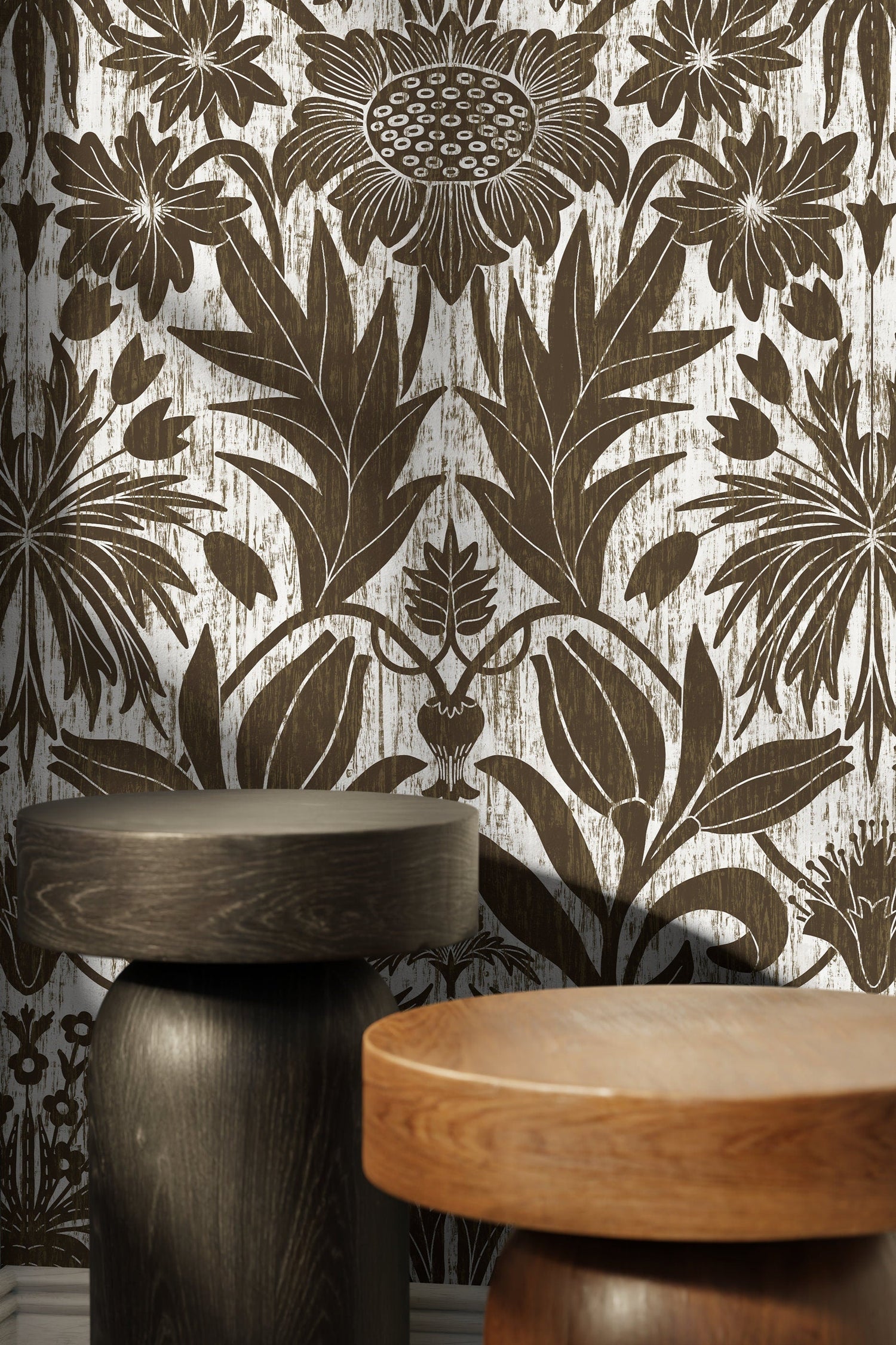 Wallpaper Peel and Stick Wallpaper Removable Wallpaper Home Decor Wall Art Wall Decor Room Decor / Brown Art Nouveau Wallpaper - X174