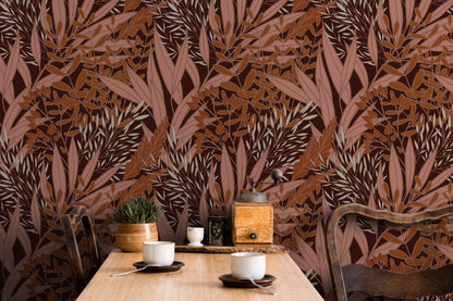 Wallpaper Peel and Stick Wallpaper Removable Wallpaper Home Decor Wall Art Wall Decor Room Decor / Brown Autumn Wallpaper - X167
