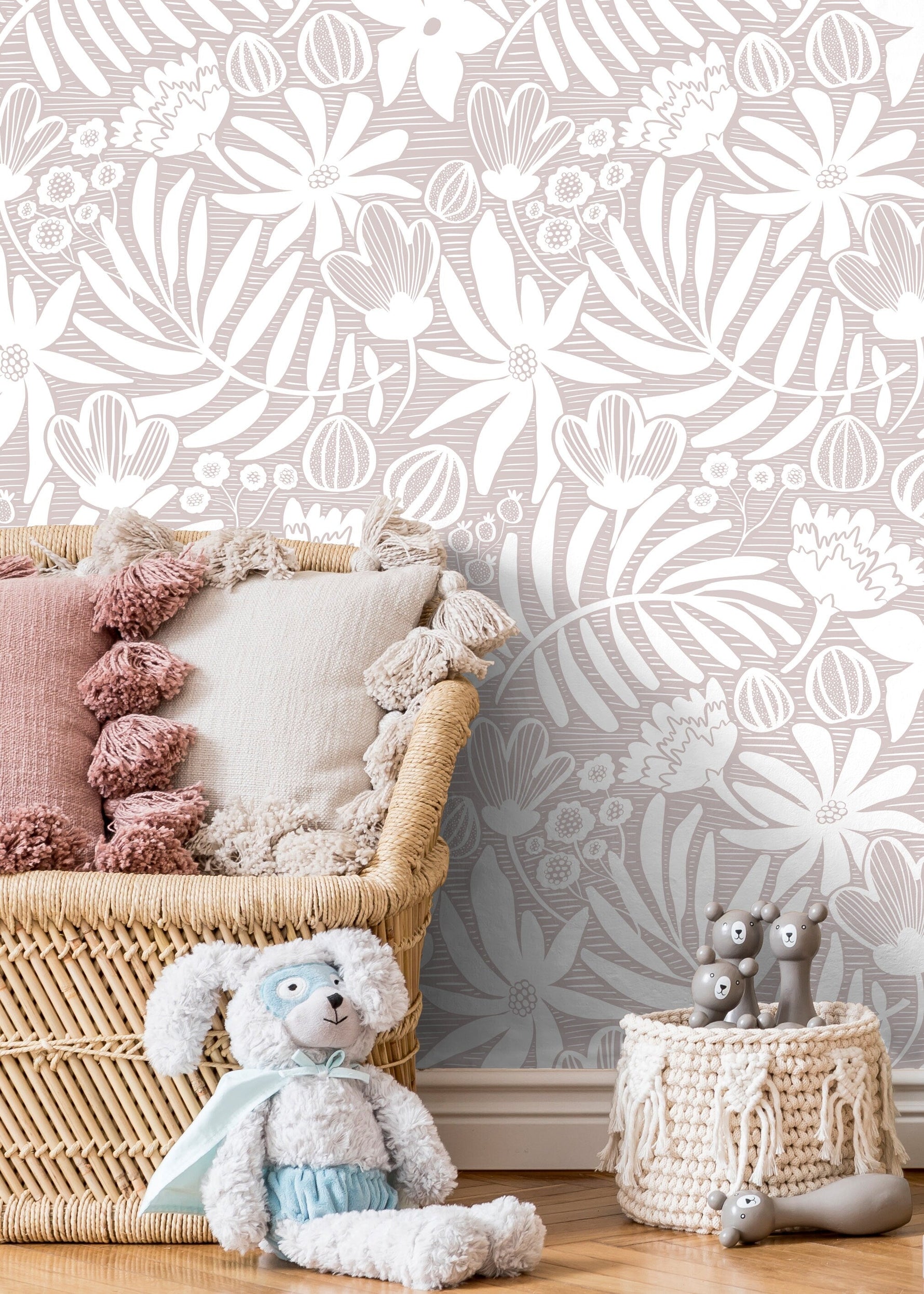 Wallpaper Peel and Stick Wallpaper Removable Wallpaper Home Decor Wall Art Wall Decor Room Decor / Neutral Boho Floral Wallpaper - X180