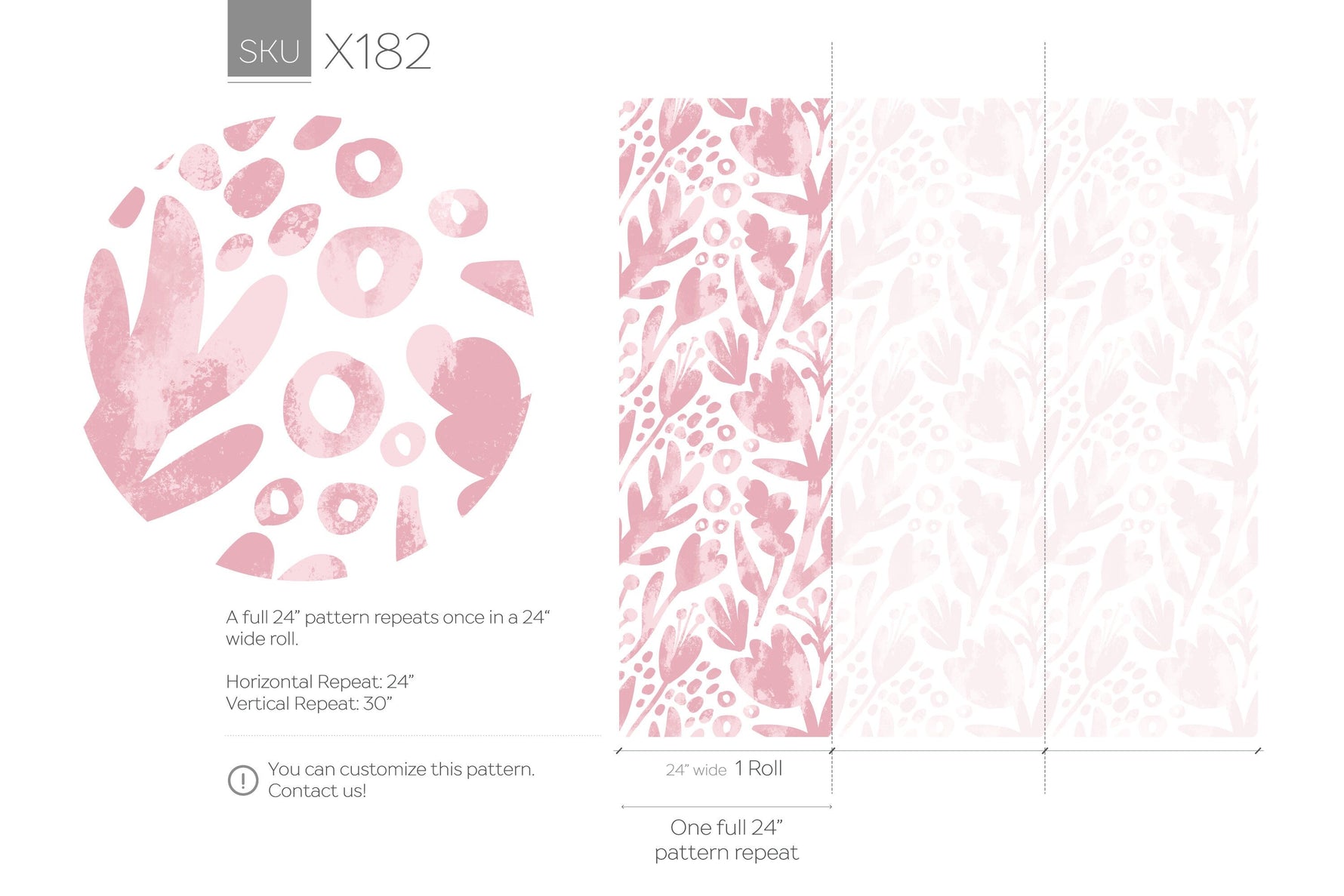 Wallpaper Peel and Stick Wallpaper Removable Wallpaper Home Decor Wall Art Wall Decor Room Decor / Cute Pink Floral Wallpaper - X182