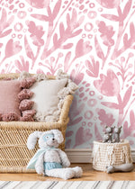 Wallpaper Peel and Stick Wallpaper Removable Wallpaper Home Decor Wall Art Wall Decor Room Decor / Cute Pink Floral Wallpaper - X182