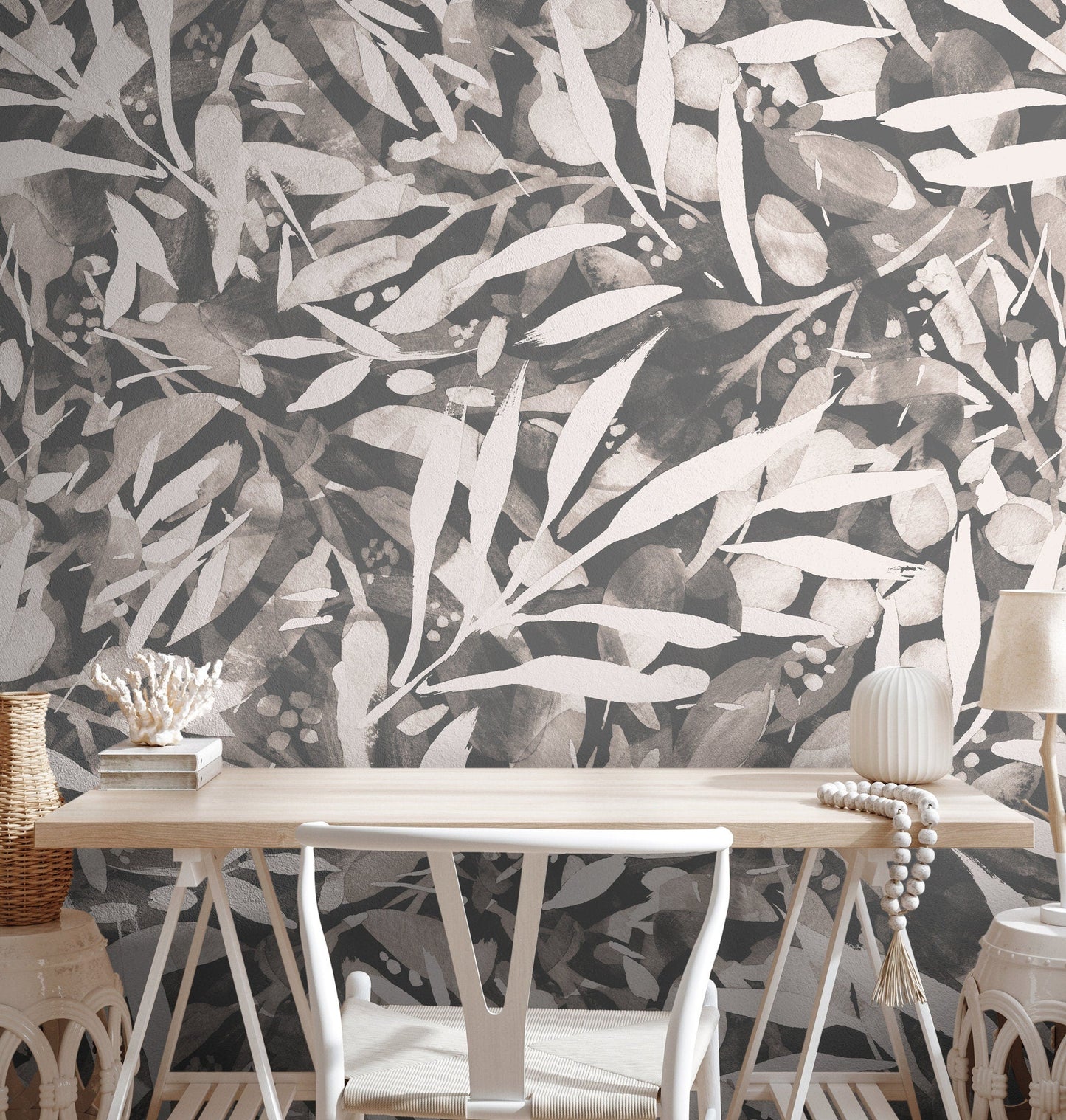 Wallpaper Peel and Stick Wallpaper Removable Wallpaper Home Decor Wall Art Wall Decor Room Decor / Abstract Leaves Wallpaper – X151