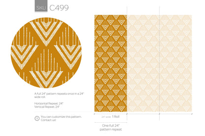 Wallpaper Peel and Stick Wallpaper Removable Wallpaper Home Decor Wall Art Wall Decor Room Decor / Mustard Geometric Wallpaper - C499