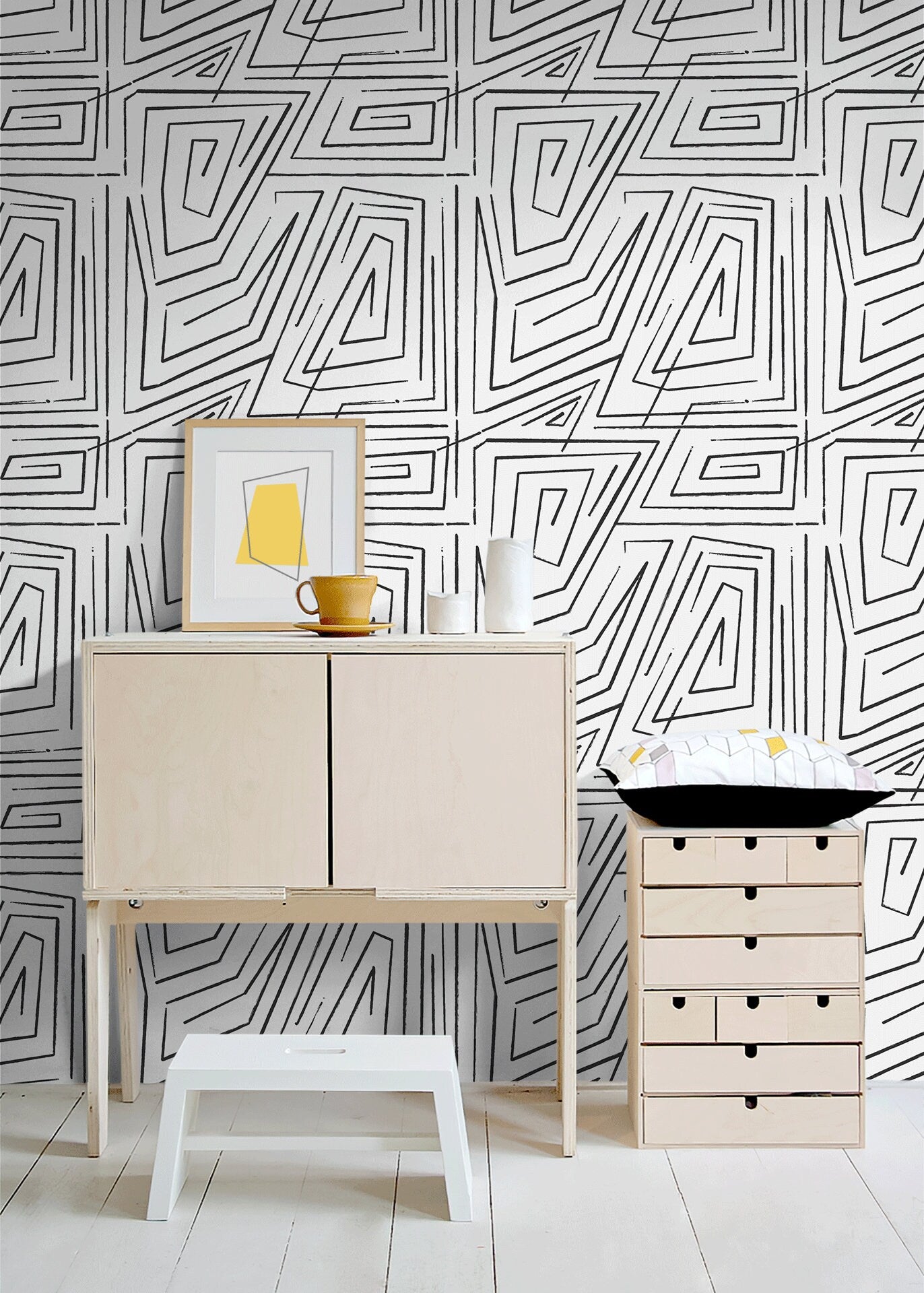 Removable Wallpaper Gray White Leaf Wallpaper | Peel And Stick Wallpaper |  Adhesive Wallpaper | Wall Paper Peel Stick Wall Mural 3530 JamesAndColors