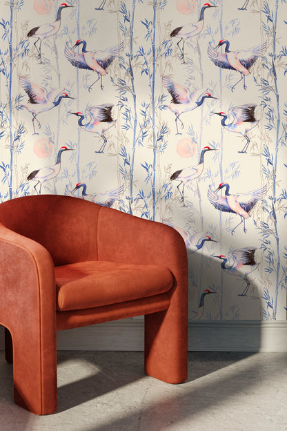 Wallpaper Peel and Stick Wallpaper Removable Wallpaper Home Decor Wall Art Wall Decor Room Decor / Chinoiserie Bird Wallpaper - C573