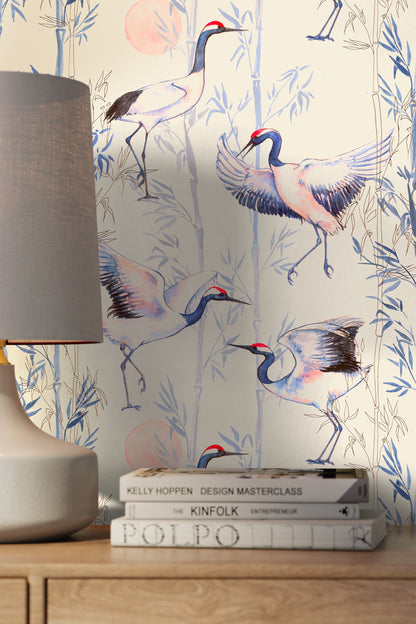 Wallpaper Peel and Stick Wallpaper Removable Wallpaper Home Decor Wall Art Wall Decor Room Decor / Chinoiserie Bird Wallpaper - C573