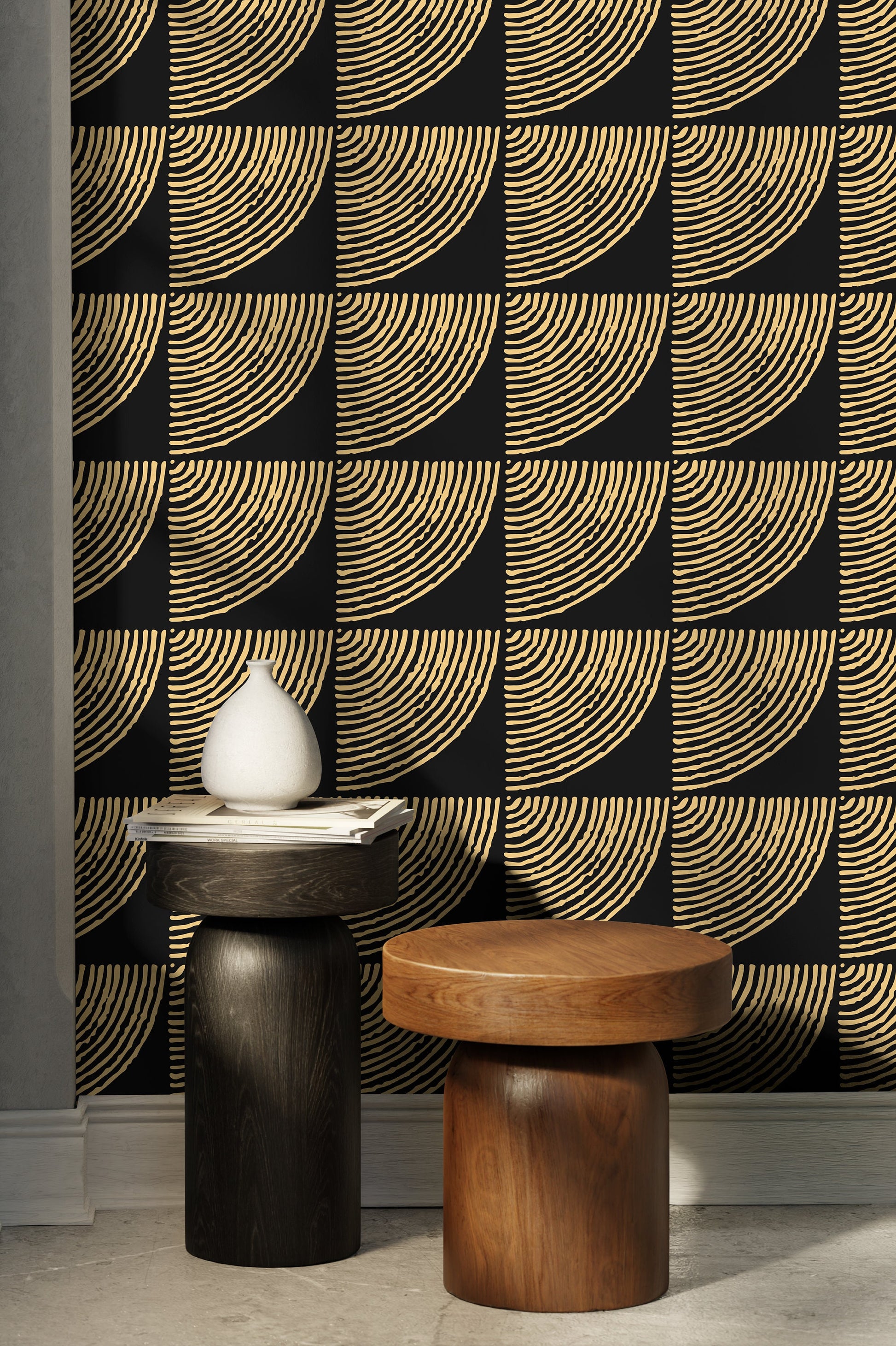 Wallpaper Peel and Stick Wallpaper Removable Wallpaper Home Decor Wall Art Wall Decor Room Decor / Black and Gold Modern Wallpaper - C483