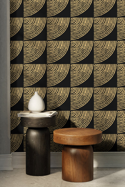 Wallpaper Peel and Stick Wallpaper Removable Wallpaper Home Decor Wall Art Wall Decor Room Decor / Black and Gold Modern Wallpaper - C483