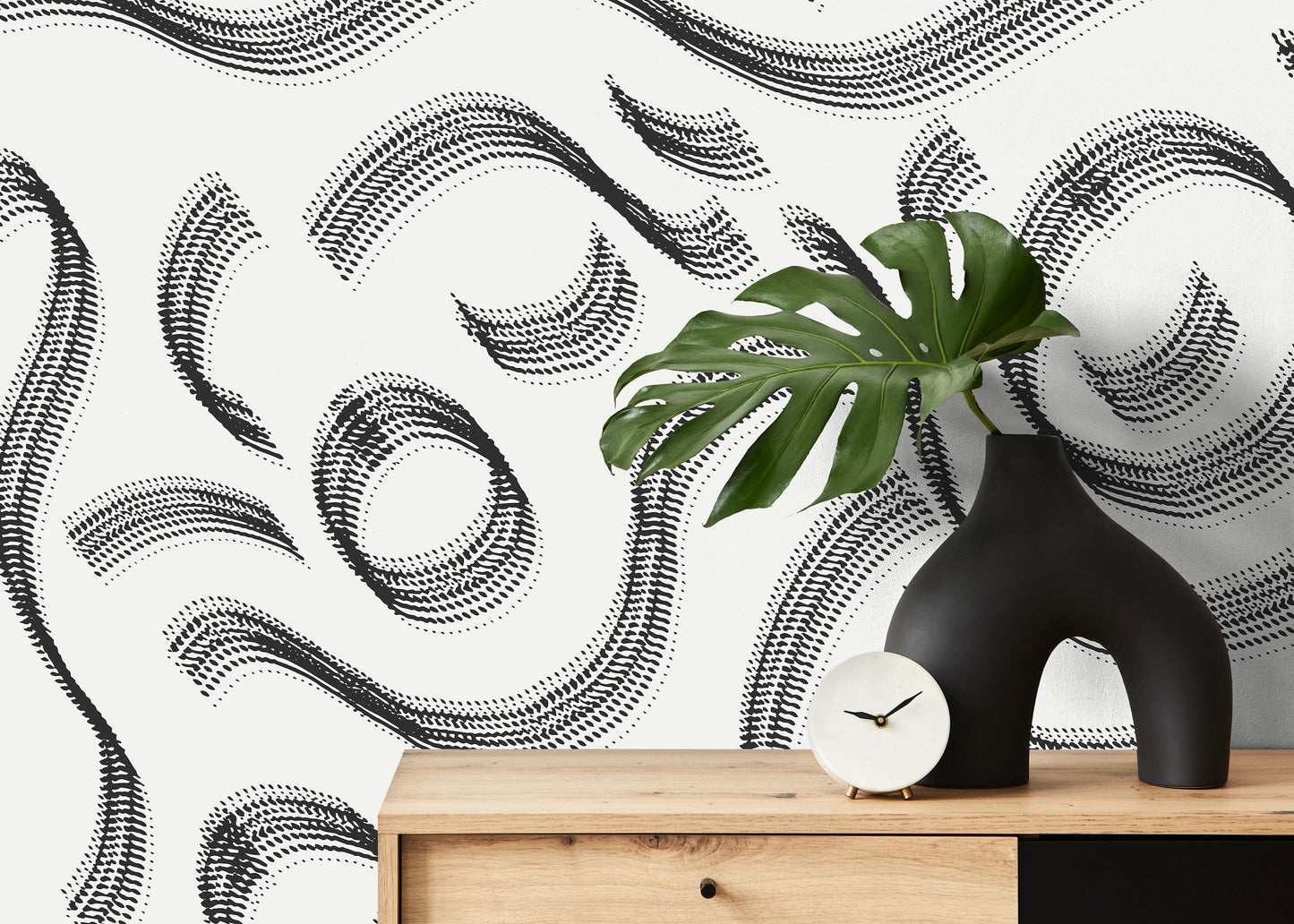 Wallpaper Peel and Stick Wallpaper Removable Wallpaper Home Decor Wall Art Wall Decor Room Decor / Black Lines Abstract Wallpaper - C527