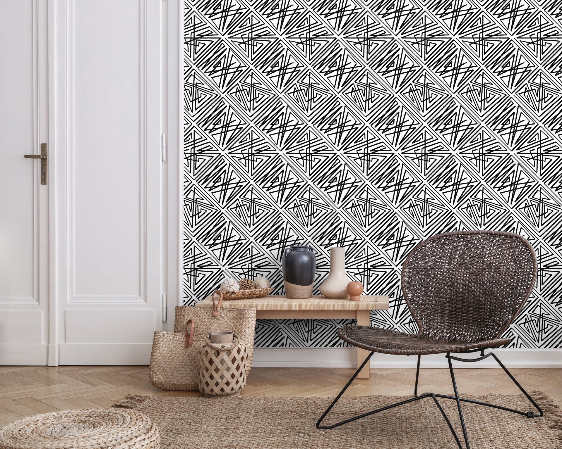 Wallpaper Peel and Stick Wallpaper Removable Wallpaper Home Decor Wall Art Wall Decor Room Decor / Modern Black and White Wallpaper - C547