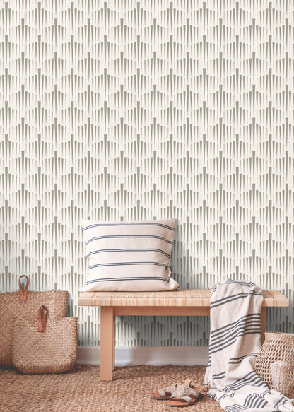 Wallpaper Peel and Stick Wallpaper Removable Wallpaper Home Decor Wall Art Wall Decor Room Decor / White and Beige Geometric Wallpaper- C559
