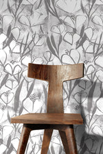 Wallpaper Peel and Stick Wallpaper Removable Wallpaper Home Decor Wall Art Wall Decor Room Decor / Black and White Floral Wallpaper - X191