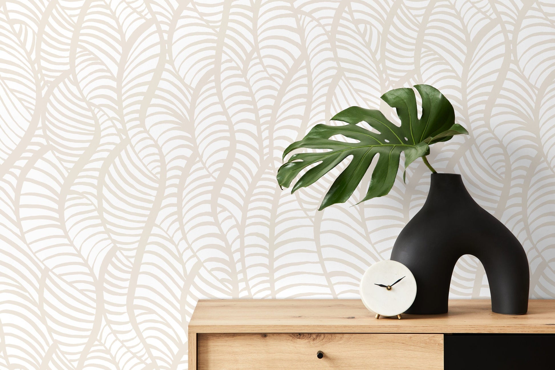 Beige Abstract Leaf Wallpaper / Peel and Stick Wallpaper Removable Wallpaper Home Decor Wall Art Wall Decor Room Decor - C640