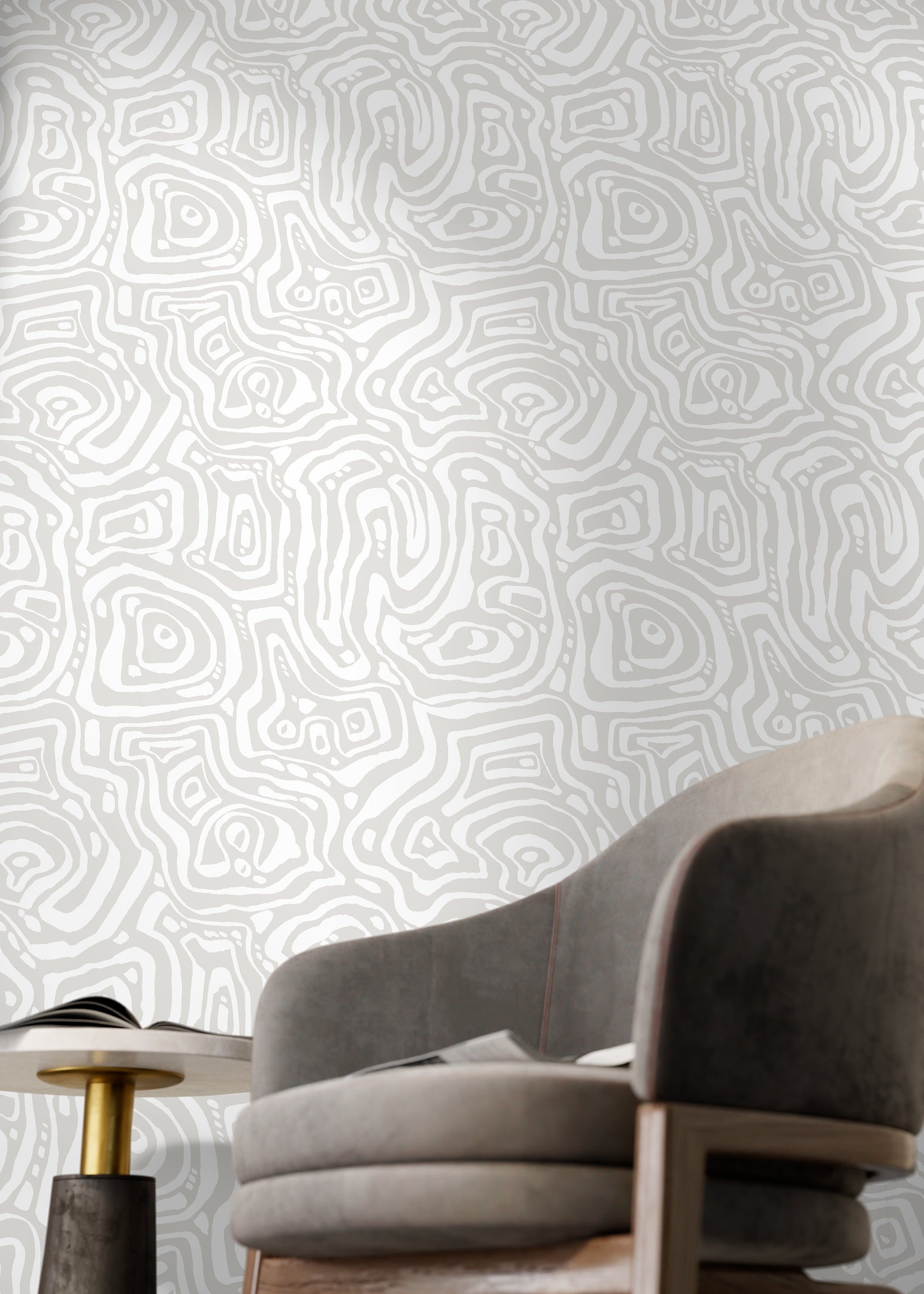 Gray Abstract Lines Wallpaper / Peel and Stick Wallpaper Removable Wallpaper Home Decor Wall Art Wall Decor Room Decor - C655