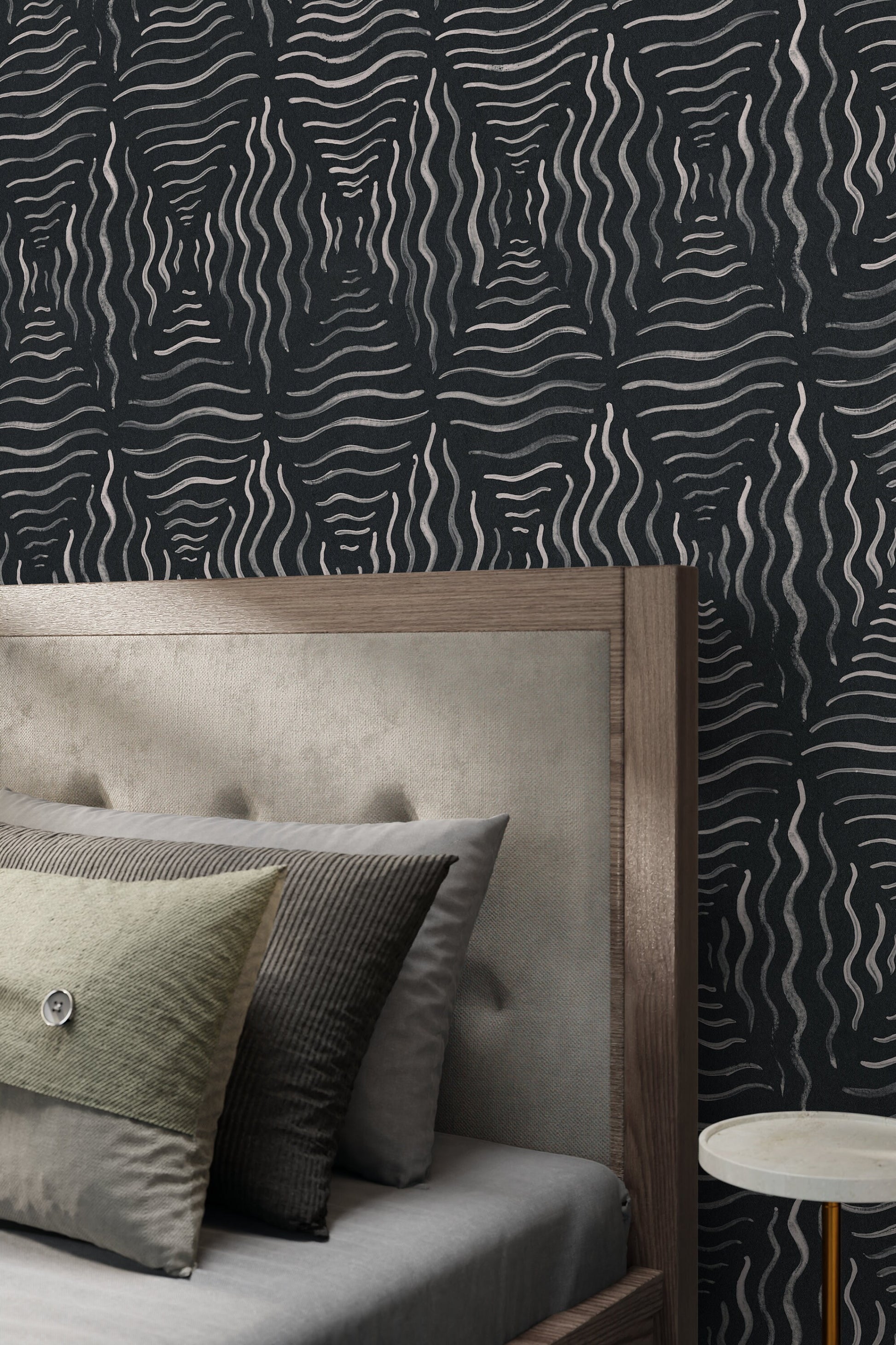 Black and Gray Abstract Wallpaper / Peel and Stick Wallpaper Removable Wallpaper Home Decor Wall Art Wall Decor Room Decor - C761