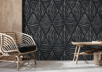 Black and Gray Abstract Wallpaper / Peel and Stick Wallpaper Removable Wallpaper Home Decor Wall Art Wall Decor Room Decor - C761