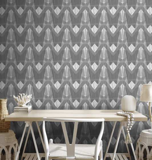 Gray and White Abstract Wallpaper / Wallpaper Peel and Stick Wallpaper Removable Wallpaper Home Decor Wall Art Wall Decor Room Decor - C816