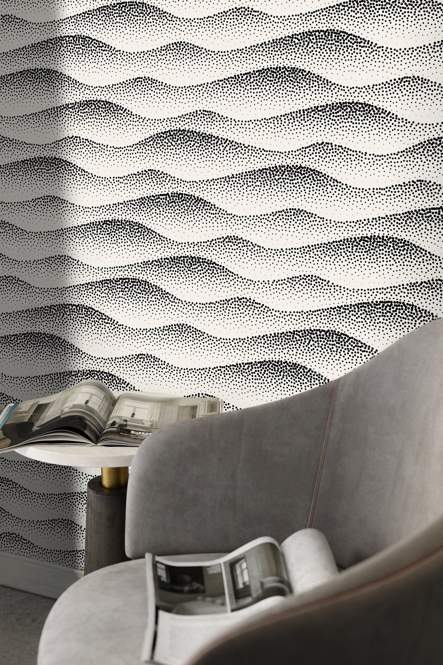 Beige Abstract Waves Wallpaper / Peel and Stick Wallpaper Removable Wallpaper Home Decor Wall Art Wall Decor Room Decor - C731