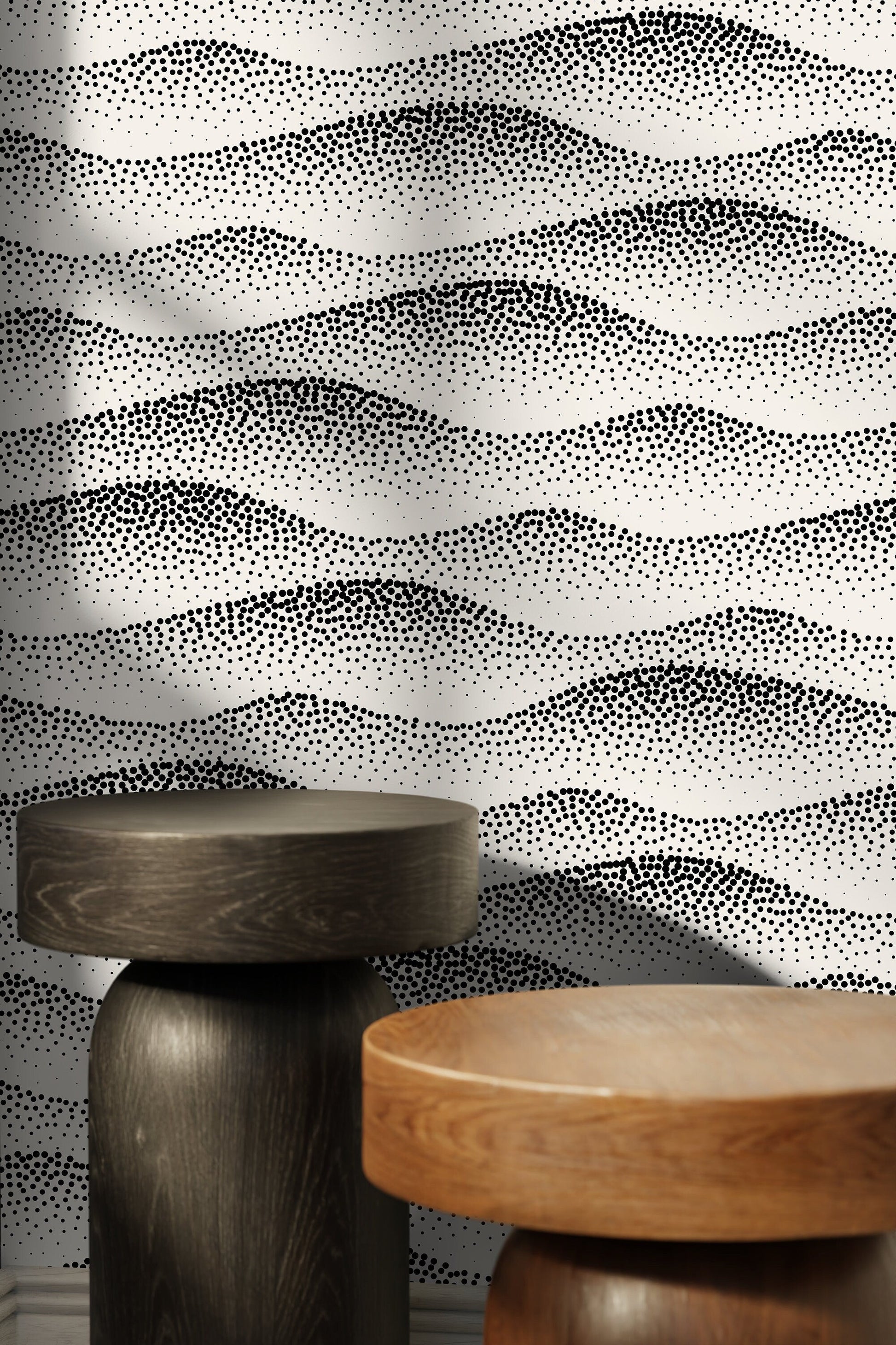 Beige Abstract Waves Wallpaper / Peel and Stick Wallpaper Removable Wallpaper Home Decor Wall Art Wall Decor Room Decor - C731