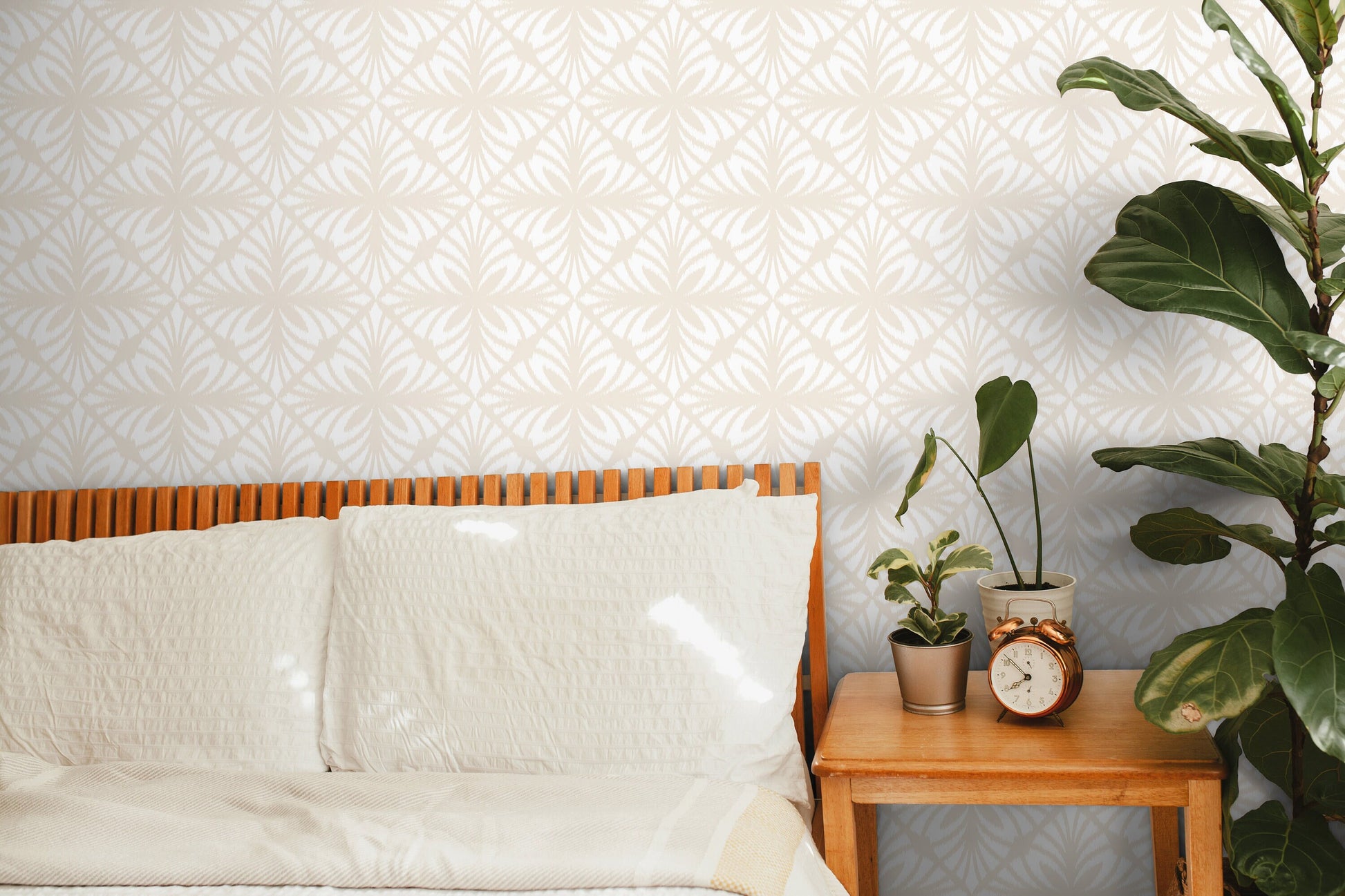 Neutral Floral Tile Wallpaper / Peel and Stick Wallpaper Removable Wallpaper Home Decor Wall Art Wall Decor Room Decor - C748