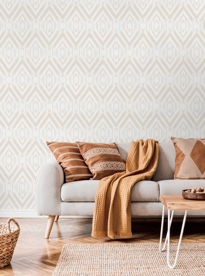 Neutral Tribal Boho Wallpaper / Peel and Stick Wallpaper Removable Wallpaper Home Decor Wall Art Wall Decor Room Decor - C746