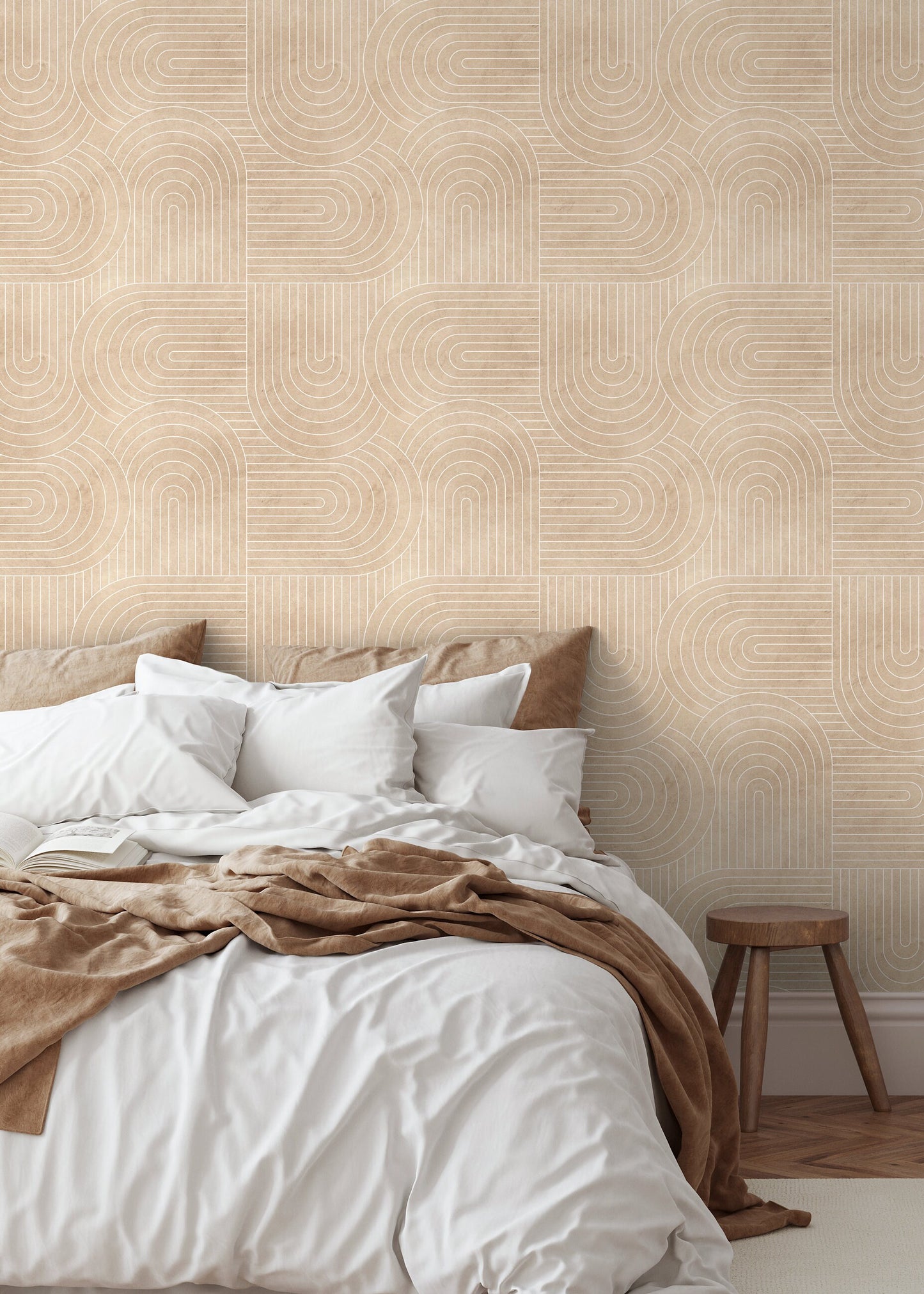Gold Abstract Line Wallpaper / Peel and Stick Wallpaper Removable Wallpaper Home Decor Wall Art Wall Decor Room Decor - C847