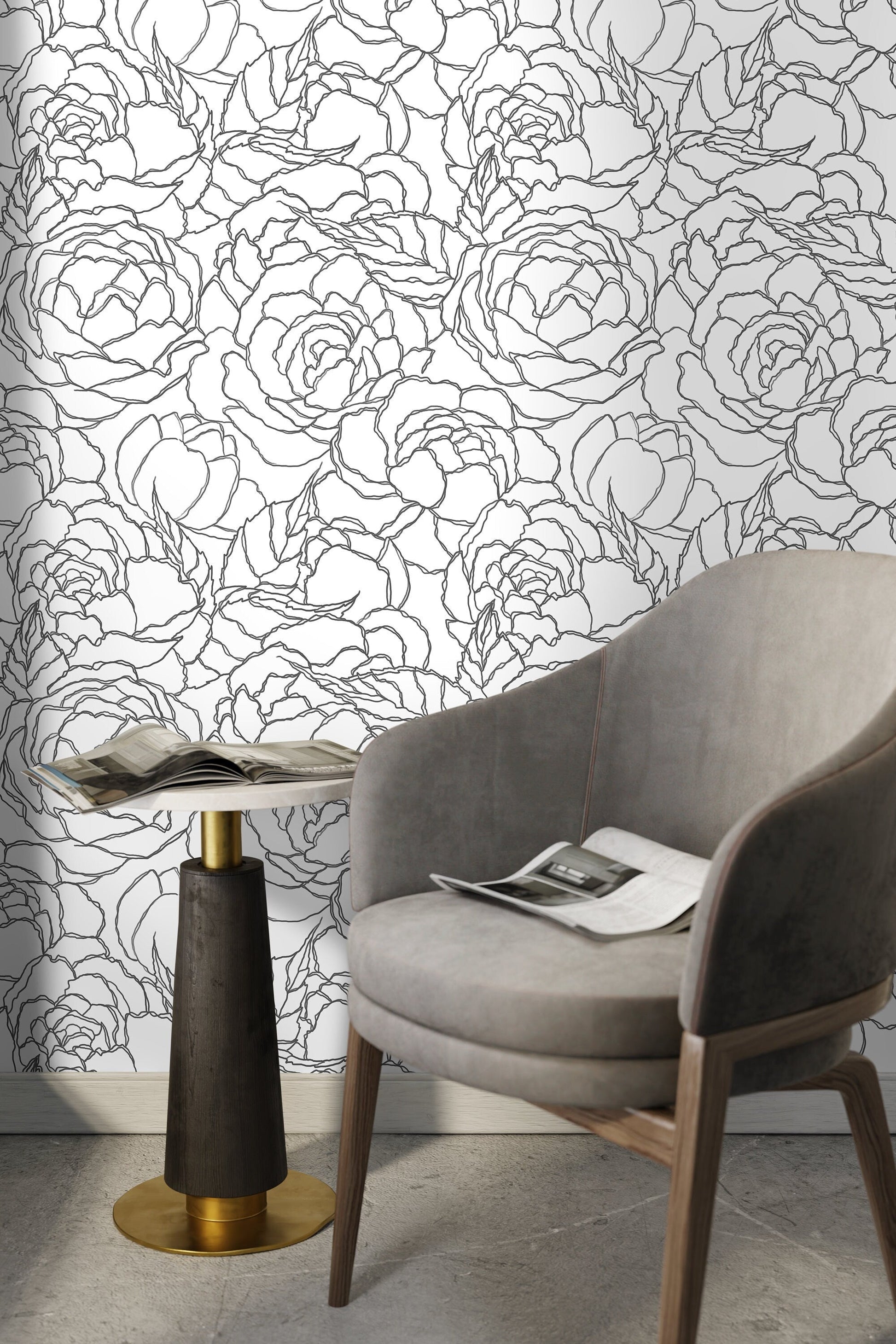 Grey and White Floral Background