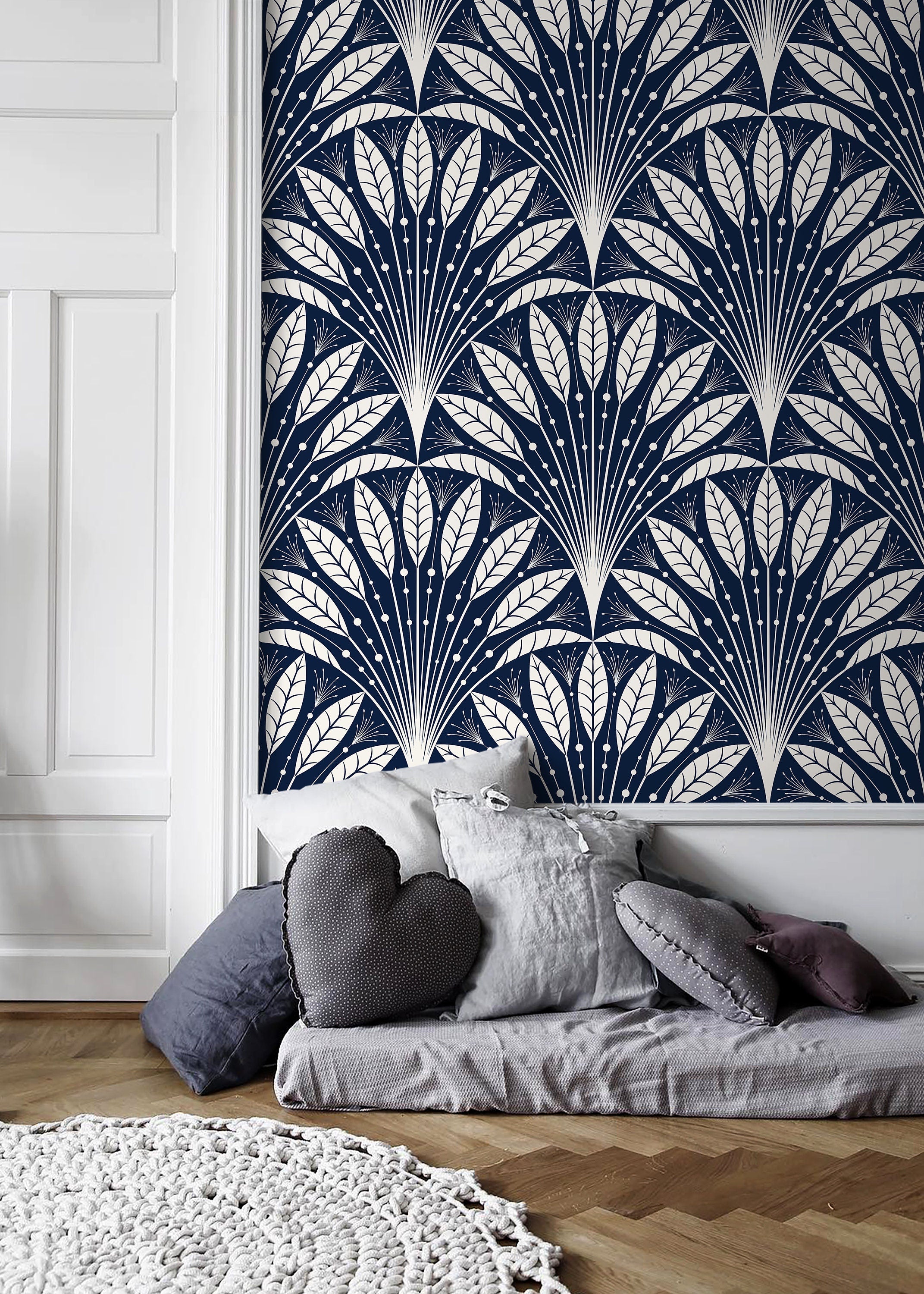 Navy Woodland Forest Peel  Stick Wallpaper  MUSE Wall Studio