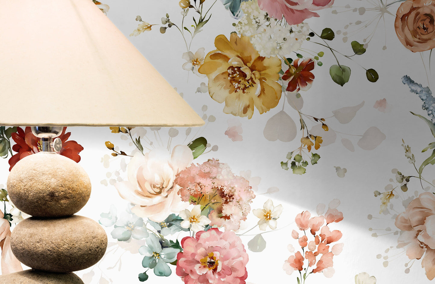 Vintage Flowers Watercolor Wallpaper / Peel and Stick Wallpaper Removable Wallpaper Home Decor Wall Art Wall Decor Room Decor - C821
