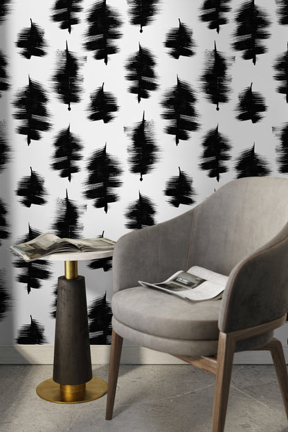 Black and White Abstract Wallpaper / Peel and Stick Wallpaper Removable Wallpaper Home Decor Wall Art Wall Decor Room Decor - C885