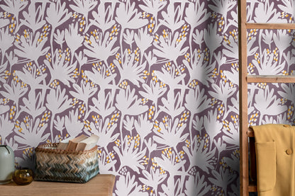 Purple Floral Abstract Wallpaper / Wallpaper Peel and Stick Wallpaper Removable Wallpaper Home Decor Wall Art Wall Decor Room Decor - C904