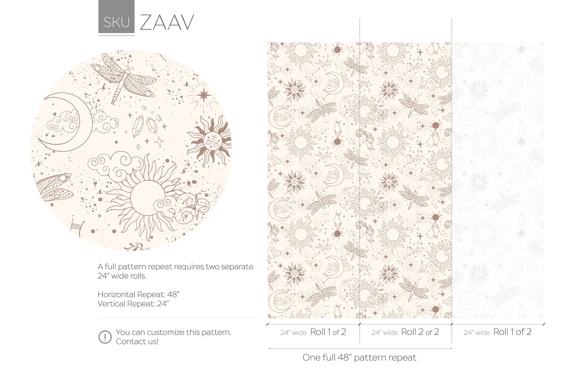 Mystique and Celestial Wallpaper Removable Peel and Stick Wallpaper, Peel and Stick Wallpaper Moon and Butterfly - ZAAV