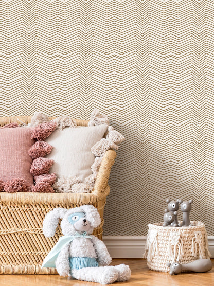 Beige Chevron Boho Wallpaper / Peel and Stick Wallpaper Removable Wallpaper Home Decor Wall Art Wall Decor Room Decor - C937