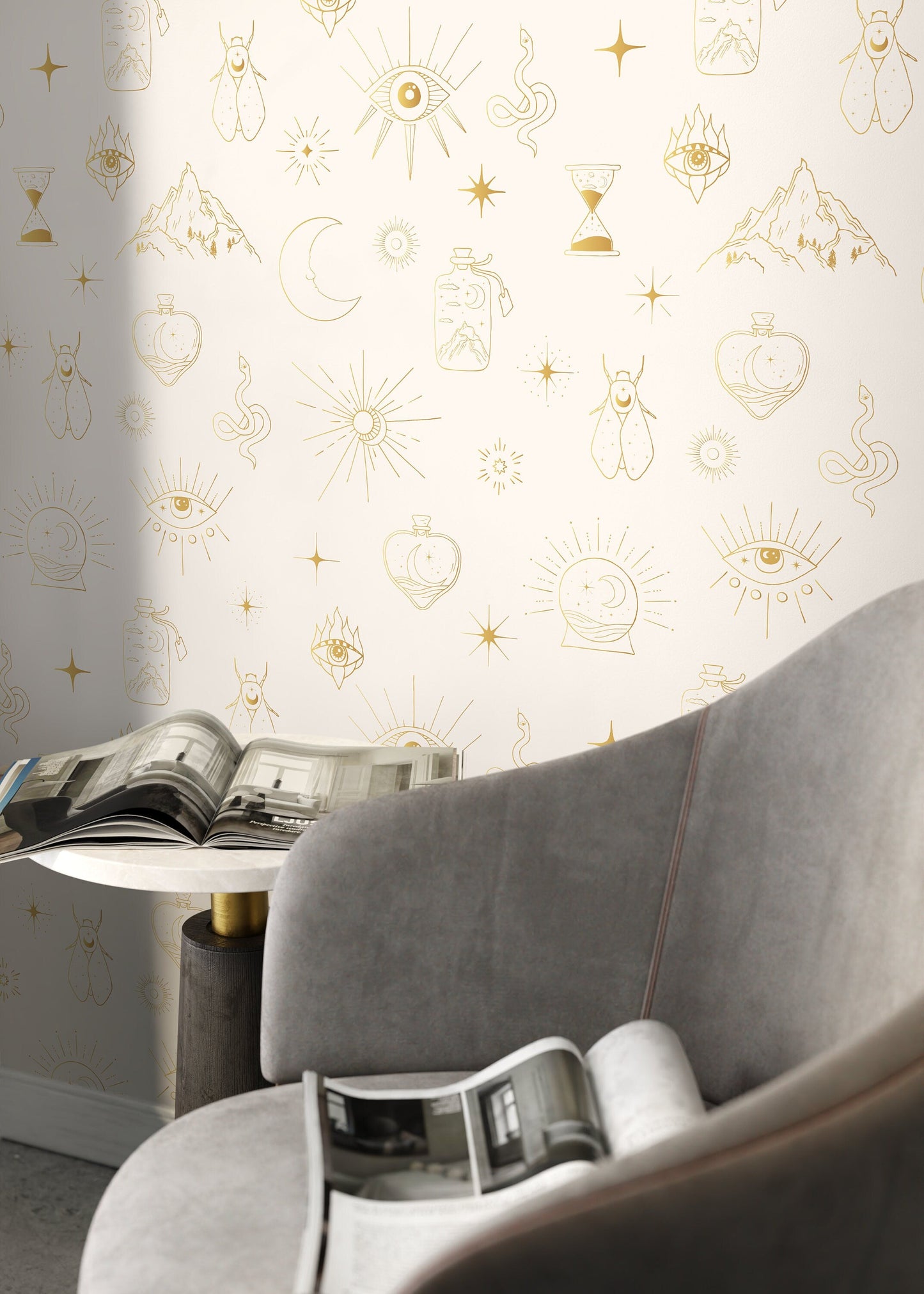 Mystique and Celestial Wallpaper Removable Peel and Stick Wallpaper Peel and Stick Wallpaper Moon and Butterfly - ZAAP